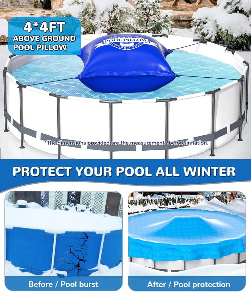 EPN 4 x 4 Ft Pool Pillows for Above Ground Pool, 0.5mm Thick PVC Cold-Resistant Pool Cover Air Pillow with 49.2 Ft Rope, Winterizing Ice Equalizer Inflated Closing Winter Kit for Supporting Pool Cover - Image 2